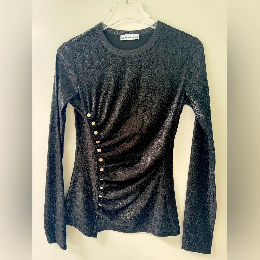 Paco Rabanne Black shiny limited edition top blouse size38/S